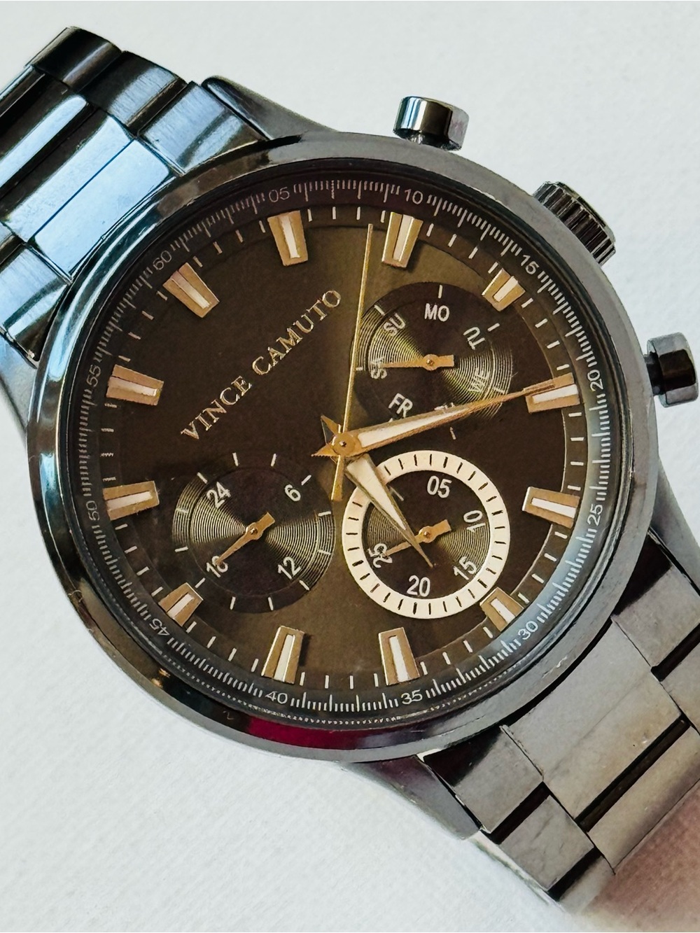 Vince Camuto 43mm Men's Gunmetal Multifunction Watch Day/Date/24hr VC/1116DG